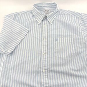 Brooks Brothers Regent Fit Mens XL Blue White Striped SS Polo Shirt Cotton